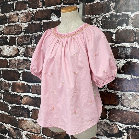 Ana A New Approach NWT Blouse Embroidered Pink Floral Size Petite Large L P - Picture 6 of 14
